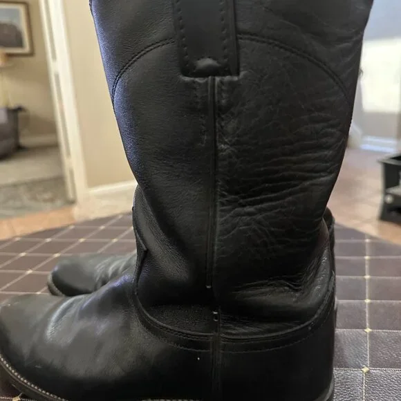 Justin Black Leather Roper Cowboy Boots – Style L3703, Size 7.5A - Picture 3 of 5